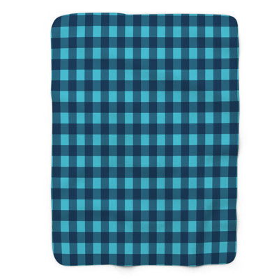 Blue Grid - 1 Piece Premium Sherpa Blanket