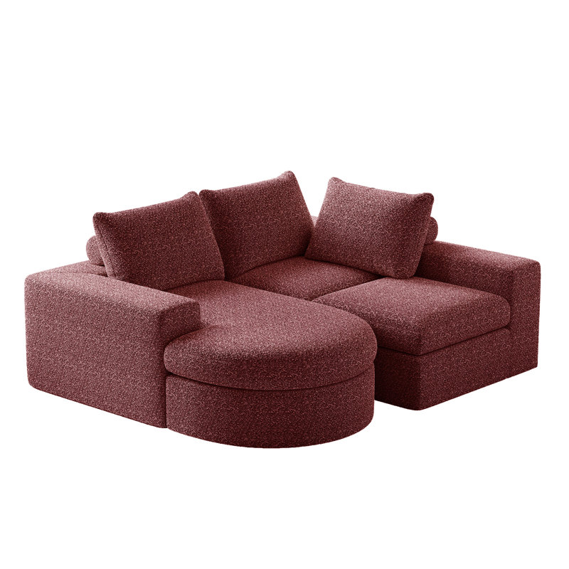 Canapé modulaire en chenille 2 pièces, Rouge