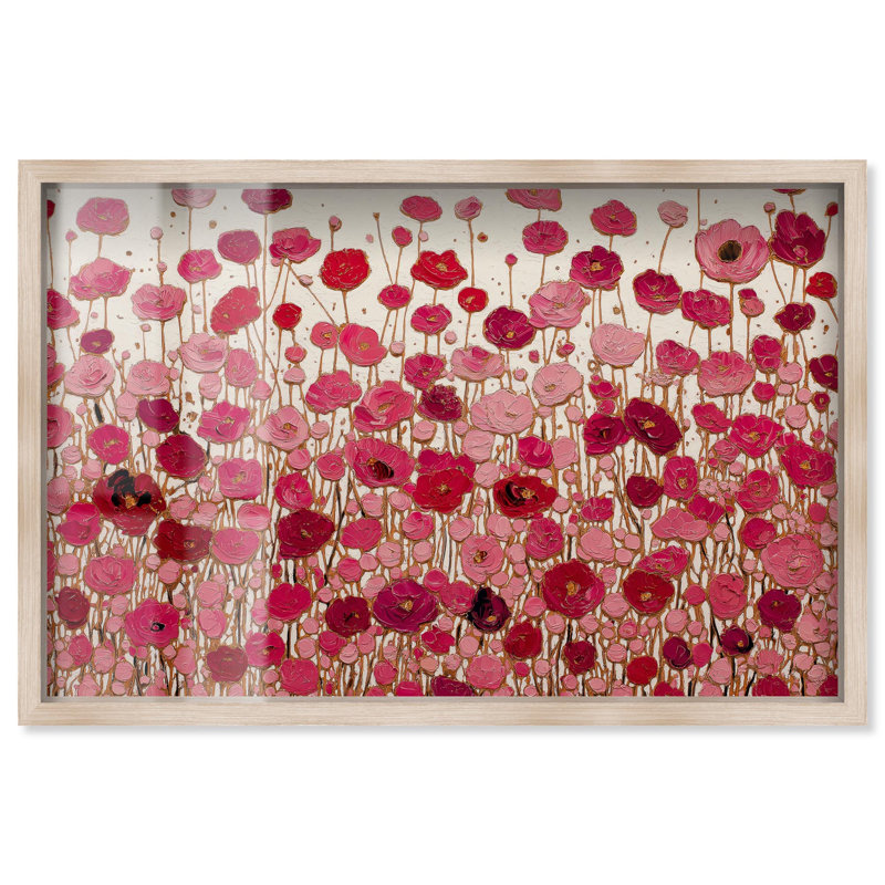 «Crimson Bloom I», impression d'art floral rose par Art Remedy, H 25 po x l 37 po, Crème, crème