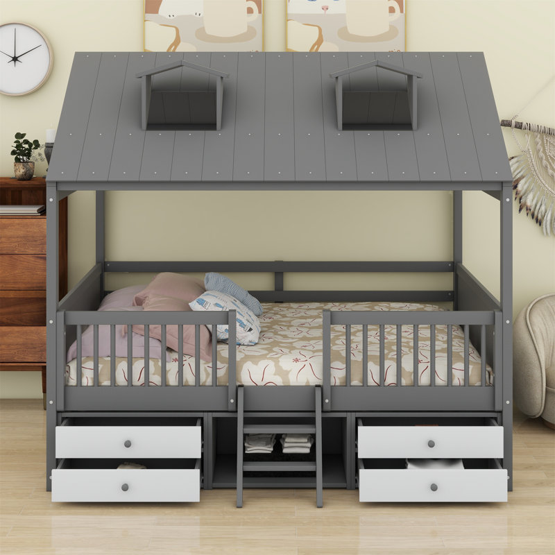 Lit avec rangement Bomera House, Gris