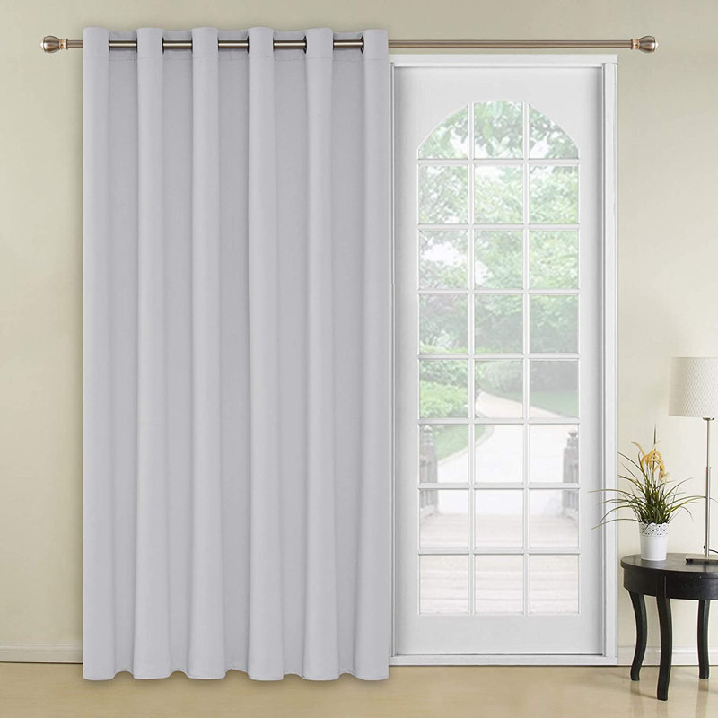 Penkridge Room Darkening Curtain Single Panel, 80" W x 84" L, Grayish White