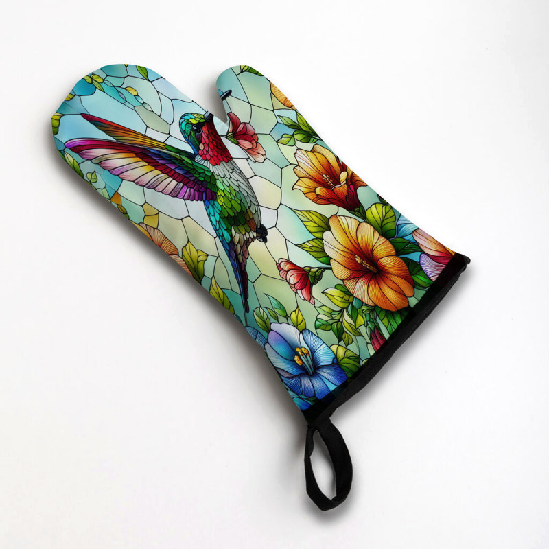 Fleur et oiseau en coton sergé