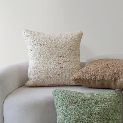 Farmhouse Distressed Handwoven Solid Color Textured Wool Throw Pillow