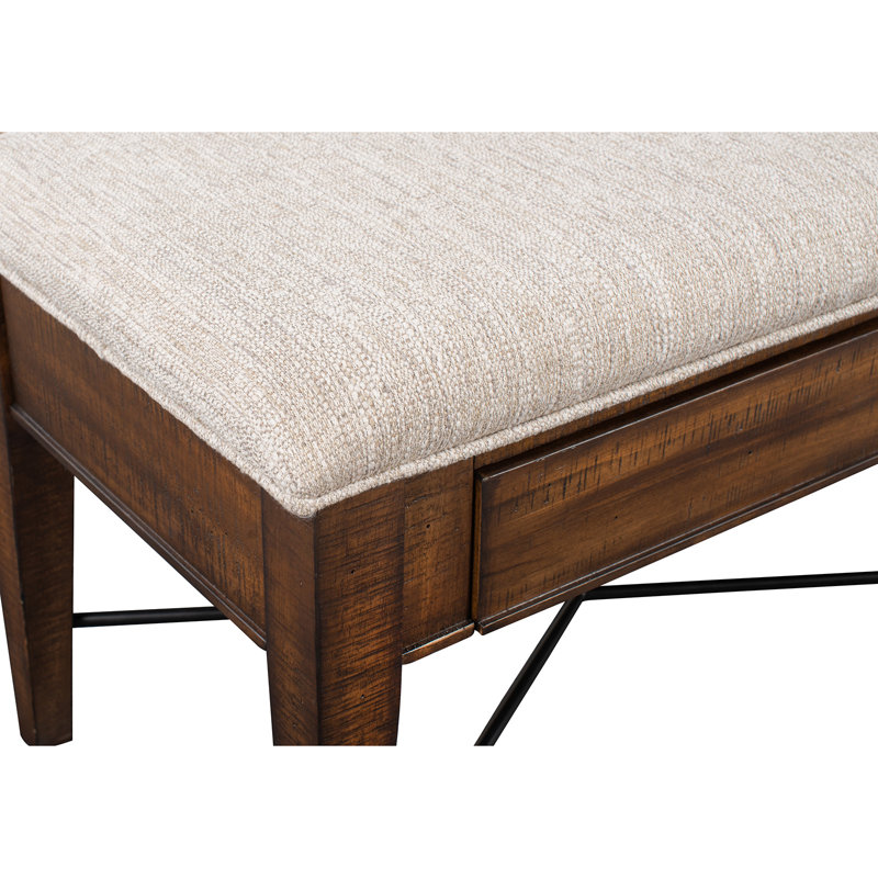 Extendable Trestle Dining Table With Upholstered Benches, 3 Pieces: Table, 2 Benches