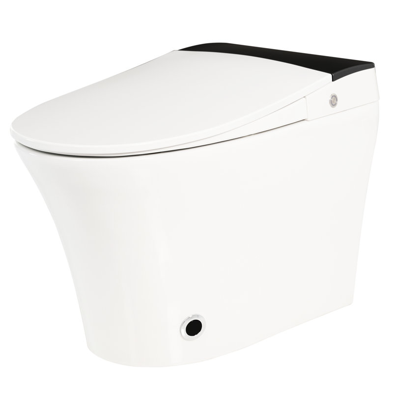Smart Toilet With Heated Seat, One Automatic Flush, Without Bidet, Foot Blue Night , Knob Managed, Power Outage Flush Array, Soft Close Cover, White Bathroom Suite Seat Toilet, One Piece Trait, Thing