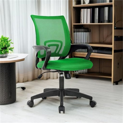 Chaise de bureau à domicile Chaise de bureau ergonomique en maille avec support lombaire et accoudoirs Chaise pivotante réglable pour femmes adultes, vert