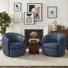 Fauteuil demi-tonneau pivotant en cuir véritable de 34 po de largeur (ensemble de 2)