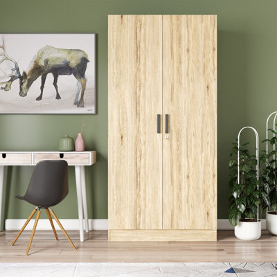Lacandis 72" High Large Armoire 2 Door Hanging and Shelves Wardrobe by Ebern Designs