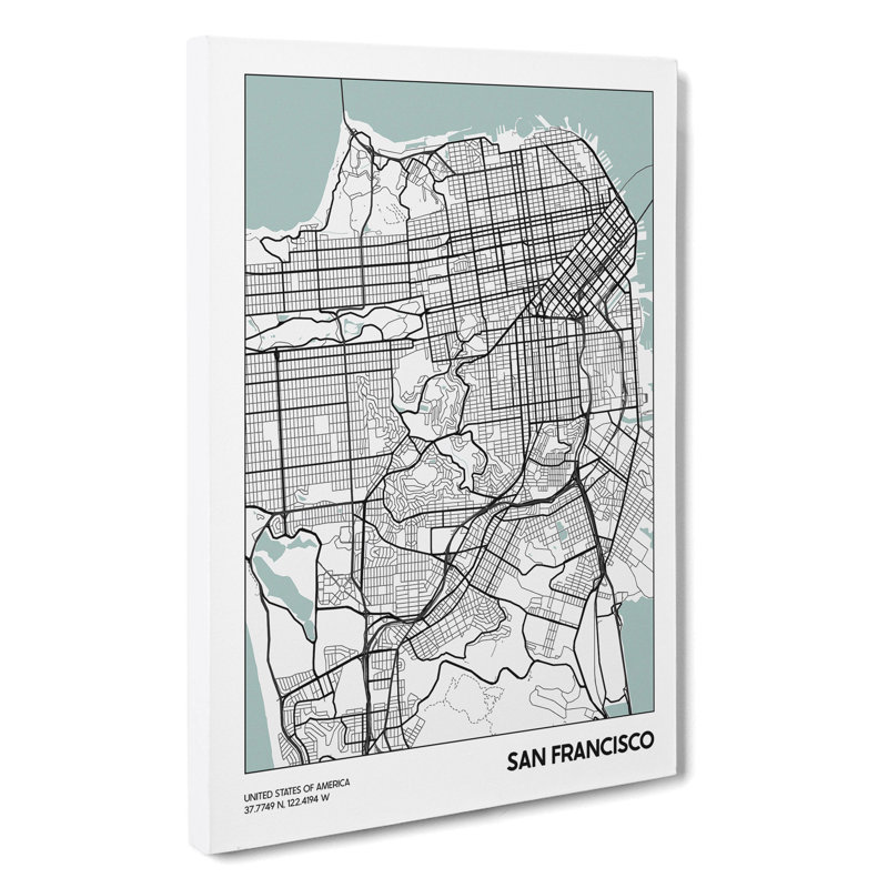 Map San Francisco USA - Wrapped Canvas, 60cm H x 40cm W x 3cm D