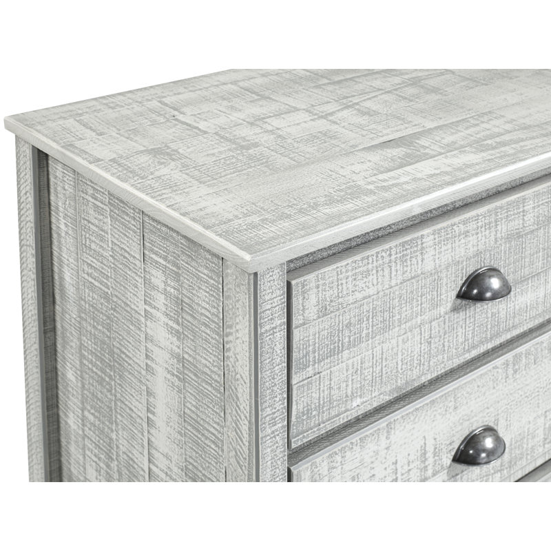 Commode 6 tiroirs Ballast, Gris colombe, rustique