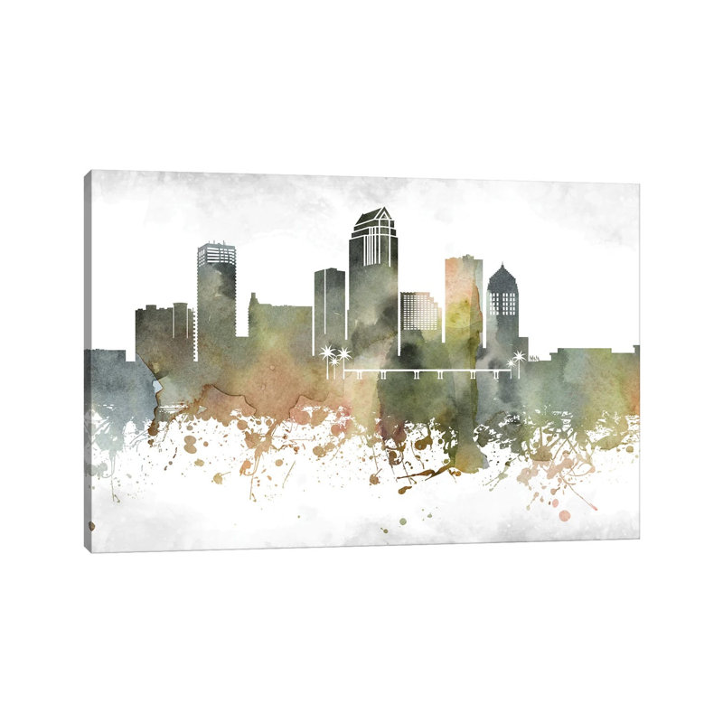 Tampa Skyline by Wall Decor Addict - Wrapped Canvas Painting, 101.6 cm H x 66.04 cm W x 1.91 cm D