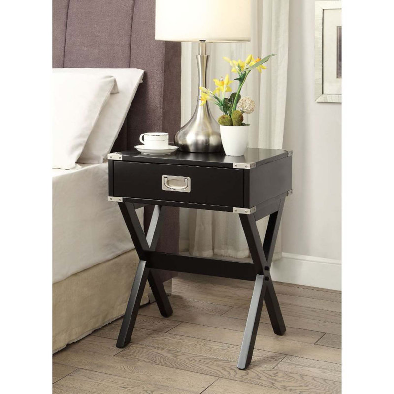 Babs Square Accent Table, Black Finish