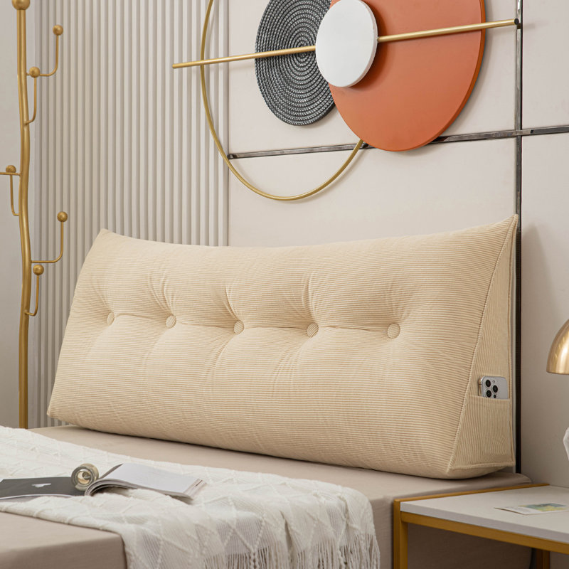  Polyester Headboard Back Support Throw Pillow, Beige, 20"H x 78"W