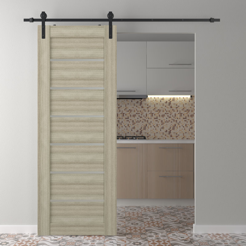 Porte de grange préfinie en bois massif Alba, Shambor, 29,75 po x 79,37 po