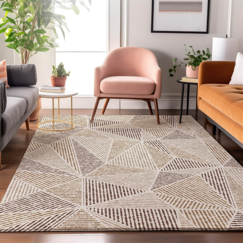 Premium Machine Washable Cerrito Brown Rug, Rectangle 3' x 5'