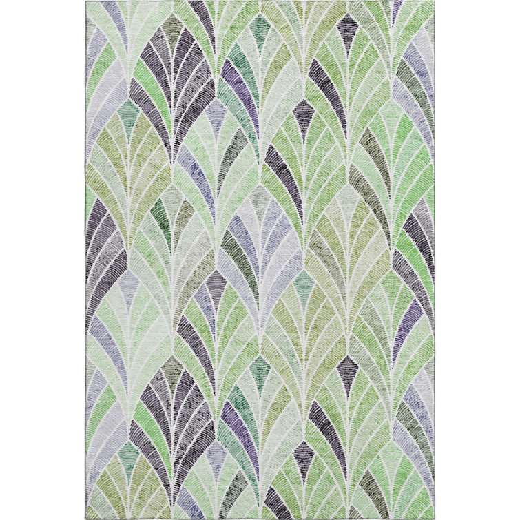 Premium Machine Washable Prisco Green Rug