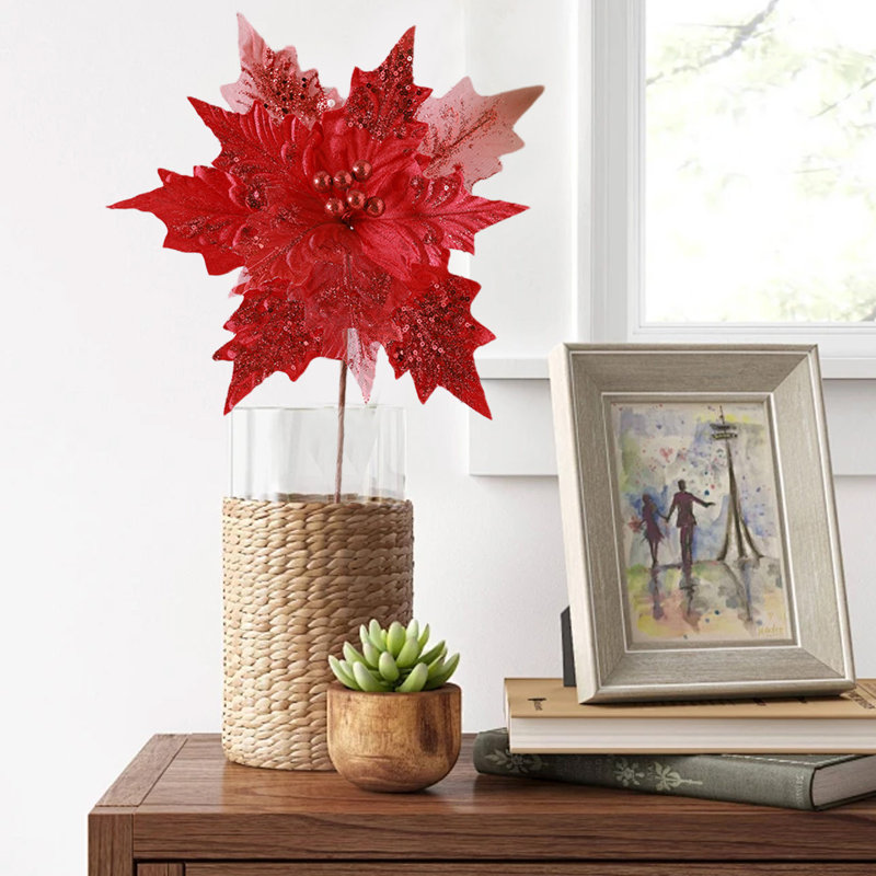 Décorations de Noël 30 cm Velours pleine fleur en tissu Fleurs artificielles bricolage Handmaded Arbre de Noël Pendentif Accessoires Scène florale