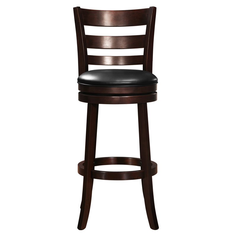 Chaise de bar rotative à 360 degrés au fini cerisier foncé, structure en bois massif, repose-pieds confortable, fauteuil pivotant d'une capacité de poids de 250 lb avec base, rotation, attribut