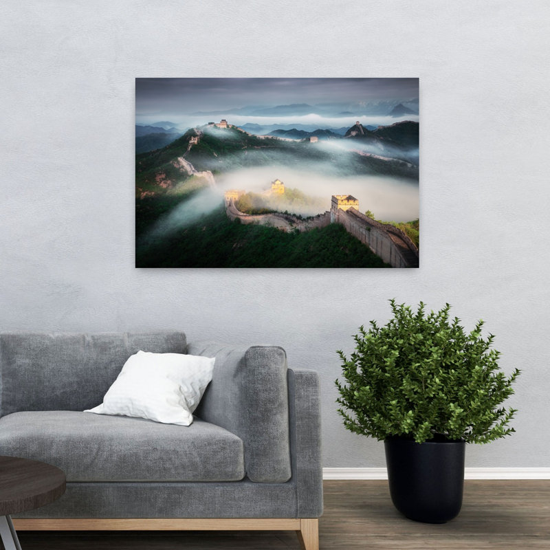 «Great Wall Morning Mist Serene Abstract Contemporary Landscape Landscape», reproduction d'art, H 32 po x l 48 po