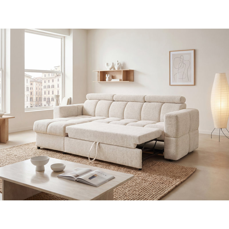 4 Seater Corner Sectional, beige Polyester Blend