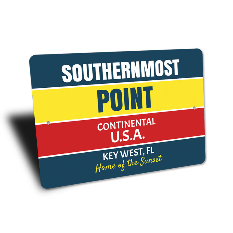 Enseigne en aluminium Southernmost Point, H 10 po x l 14 po x P 0,04 po