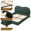 Structure de lit tapissier très grand avec coins arrondis et tête de lit courbée, support de lattes en bois, pieds en bois de chêne massif, tissu chenille, aucun sommier requis, assemblage facile, vert olive-902553754-902553757