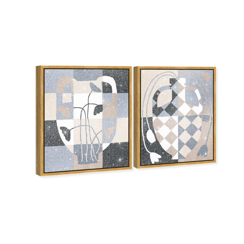 Checkered Boheme Set Set by Oliver Gal, 92"H x 74"W, Gold Floater Frame