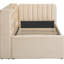 Lit de jour simple en velours beige avec lit gigogne, rangement, charge, convient aux chambres d'amis revêtues de beige, tablettes ouvertes coulissantes et station de charge