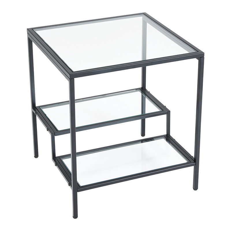 Square Black Glass Side Table