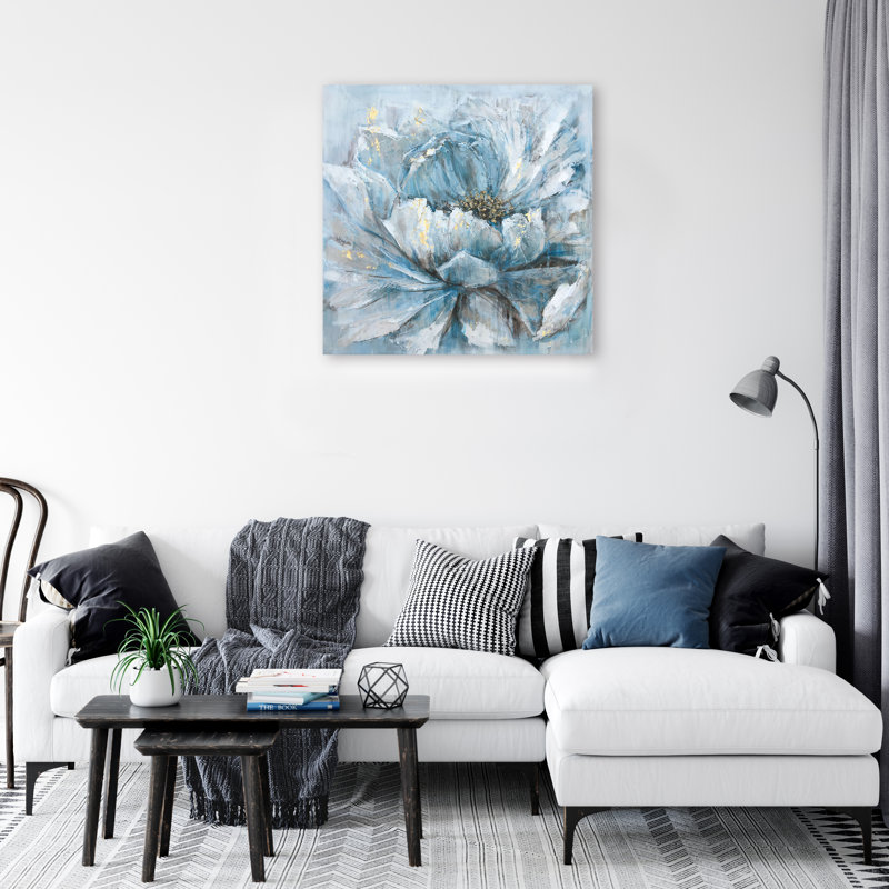 Fleur - peinture sur toile tendue, H 30 po x l 30 po x P 1,5 po
