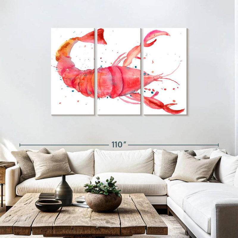 Brampt Sea Red Lobster, 48" H x 74" W