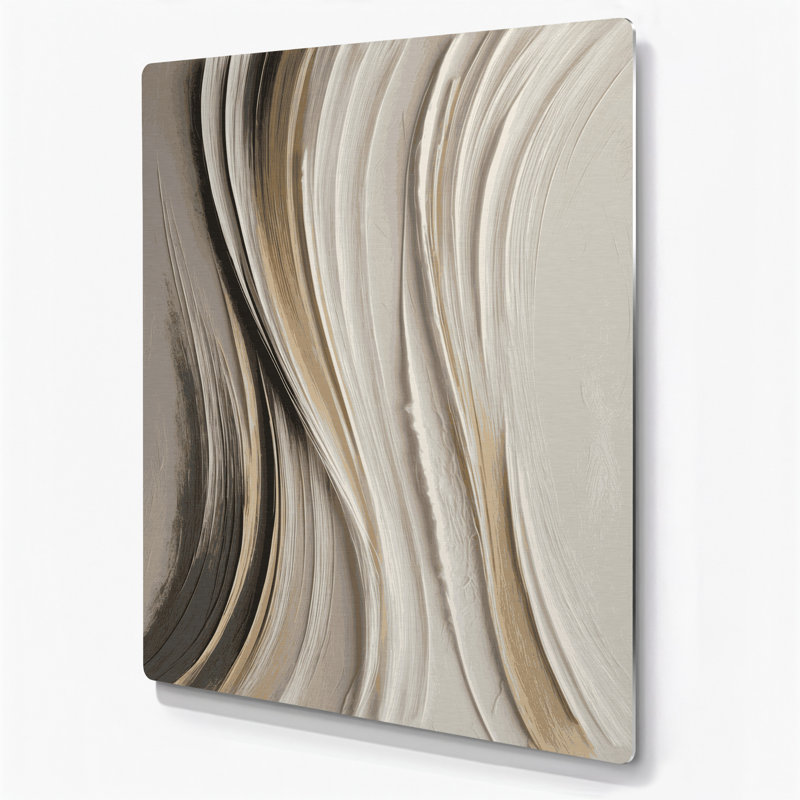 DiagonalStripes, beige clair, gris anthracite, art mural en métal, H 14 po x l 11 po