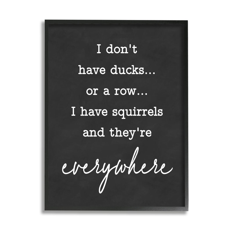 «Witty Ducks In A Row», typographie humoristique, Giclée encadrée noir minuit, H 14 po x l 11 po x P 1,5 po
