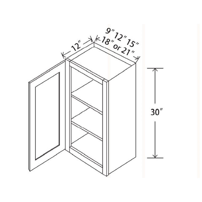Armoire de cuisine murale - style Shaker, H 30 po x l 12 po x P 13 po
