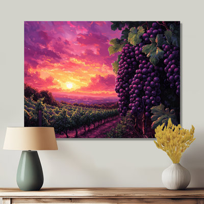 Vineyard at California Sunset III - vignoble, art mural