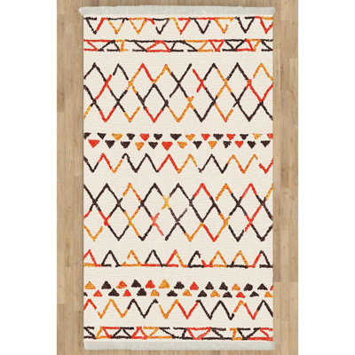 Tapis géométrique rectangulaire en polypropylène Kilim