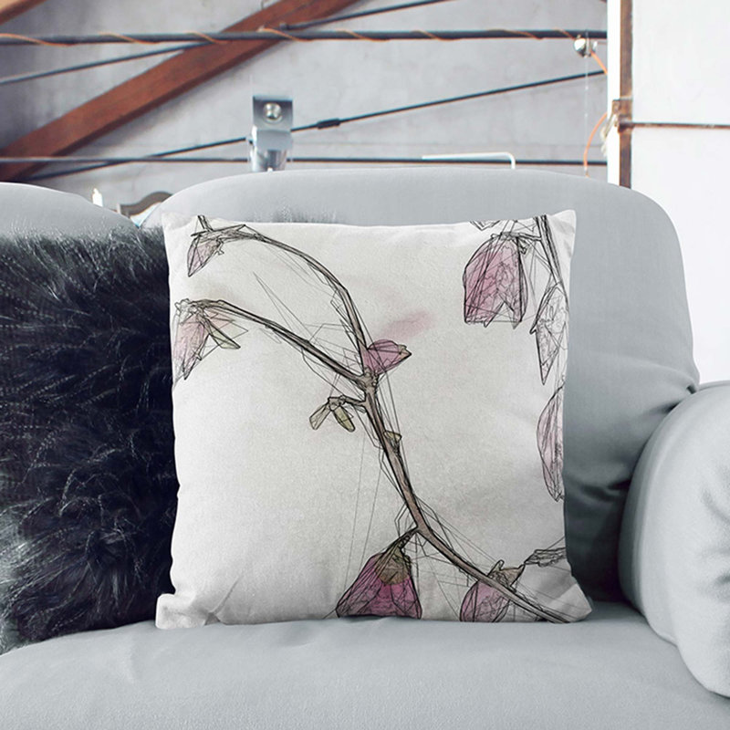 Pink Floral Flowers Cushion with Filling, 55cm H x 55cm W x 20cm D
