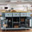 53inch Large Kitchen Island with Drop Leaf, Power Outlet, Door Internal Storage Rack, Rolling Kitchen Cart on 5 Wheels with 5 Open Side Racks for Kitchen, Dining Room (Not include bar stools)-1126782100