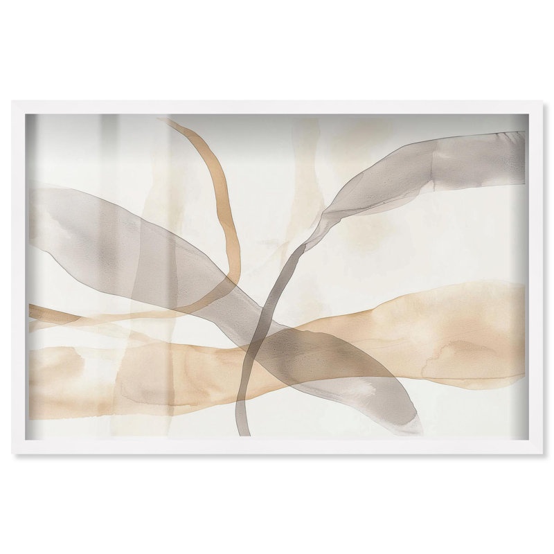 «Flowing Nexus II Living Room Art Shadowbox» par Art Remedy, Blanc, H 31 po x l 46 po