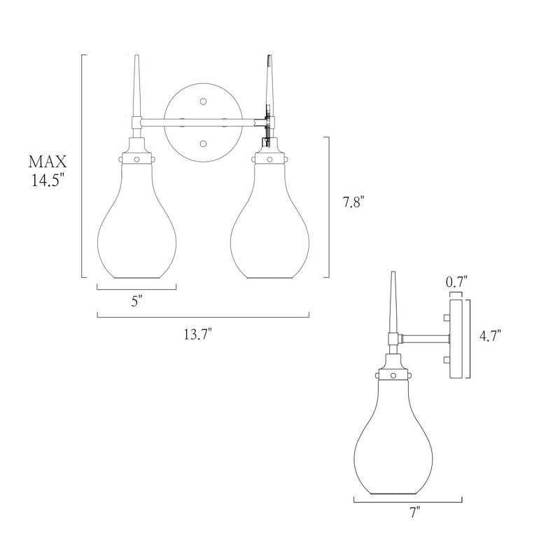 Hooman Dimmable Vanity Light Armed Sconce, 2
