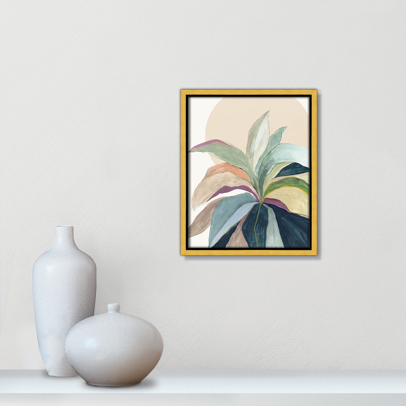 Sherbrooke Sunny Bright Leaves II by Asia Jensen Print, No Mat, Gold Floater Framed, 11.5" H x 9.5" W x 2" D