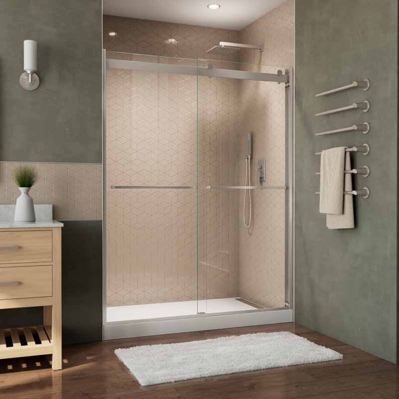 Essence-H 56" W x 76" H Semi-Frameless with ClearMax™ Technology Shower Door, Brushed Nickel