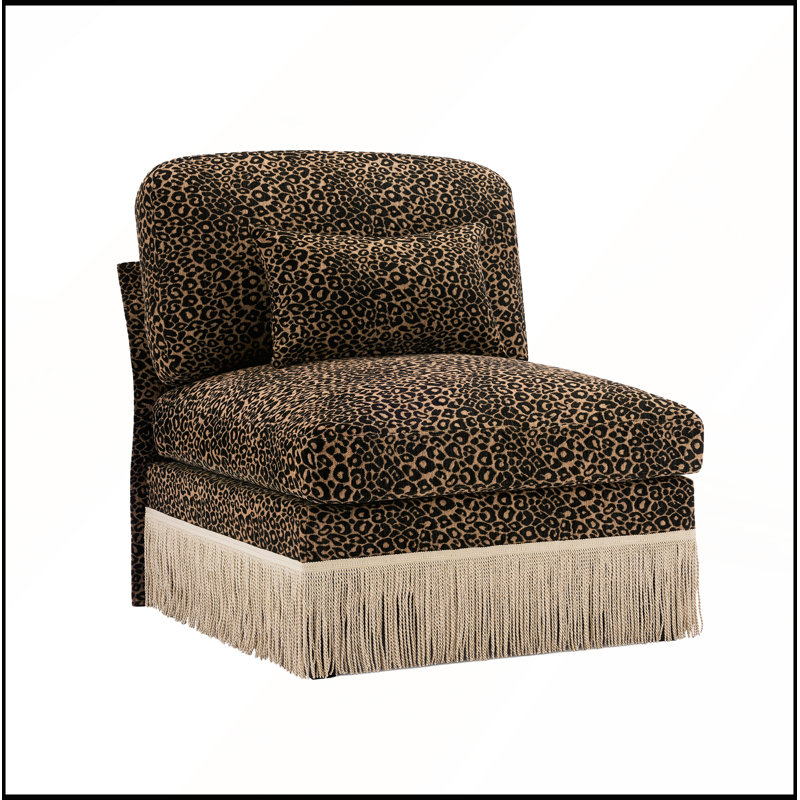 Canapé en chenille sans accoudoirs à imprimé léopard avec coussin, doux et élégant pour les espaces de vie modernes