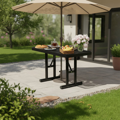 Outdoor Patio Coated Picnic Table, Heavy Duty Metal Dining Table