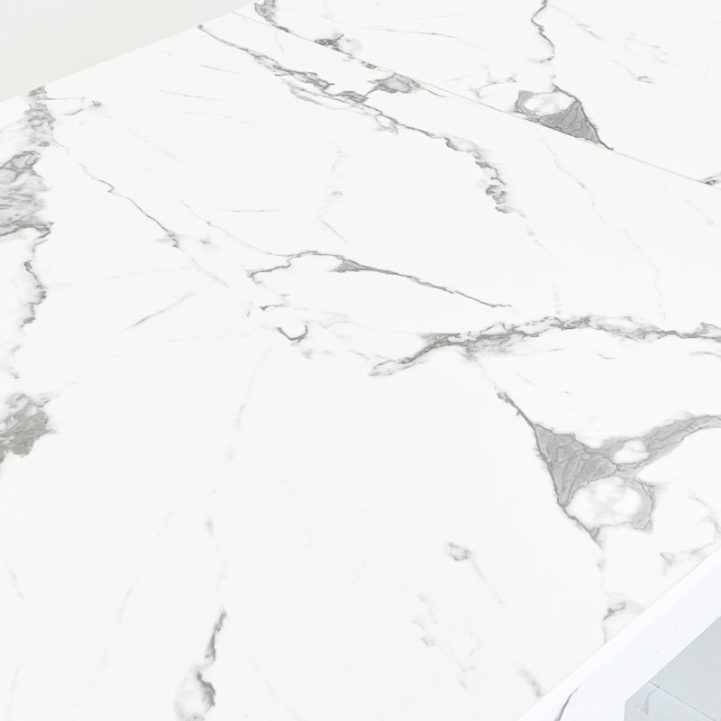 Modern White Marble Dining Table, Extendable For 6 - 10 People Table In 10, Space Design