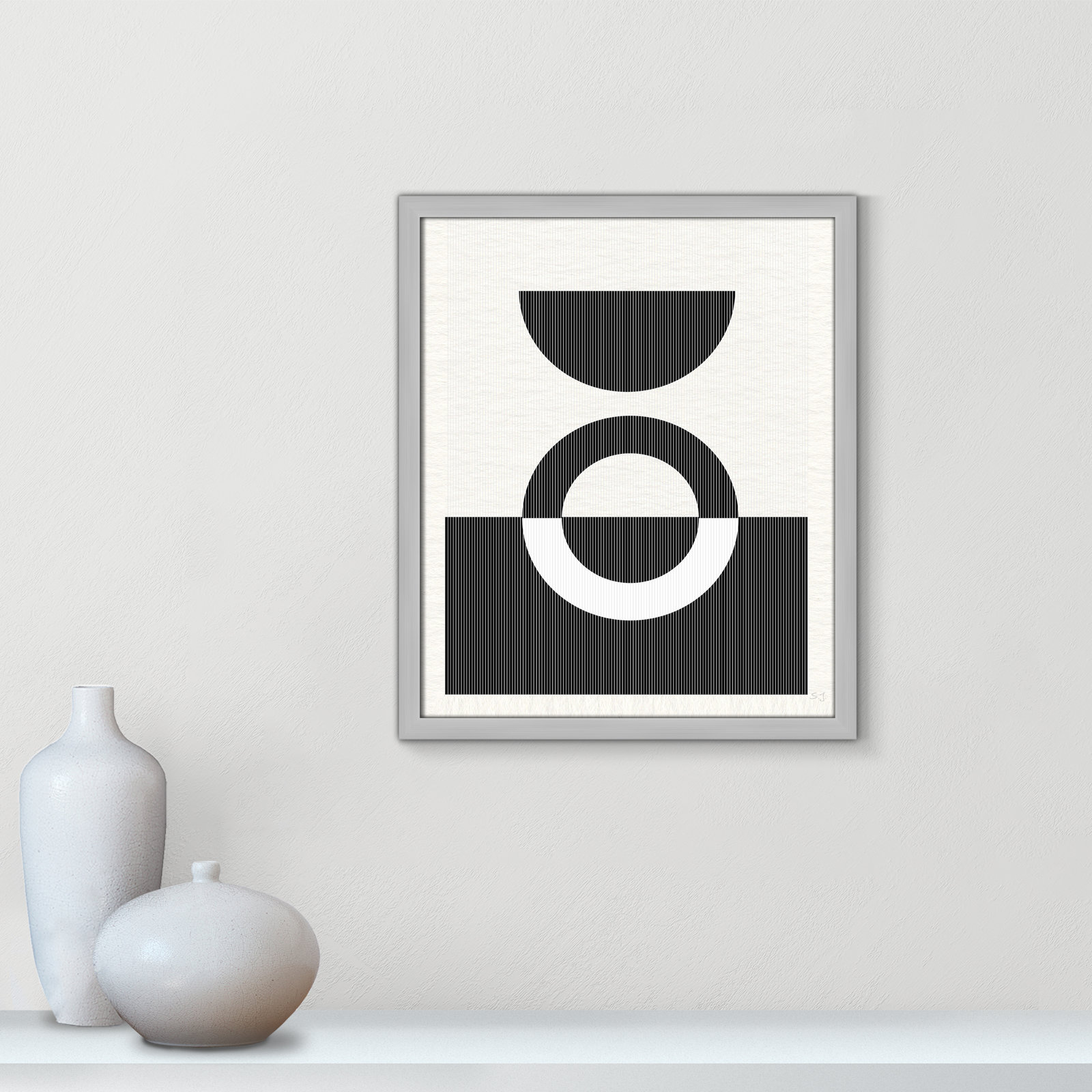 Eclipse III, Matte Silver Framed, 19" H x 16" W x 0.75" D