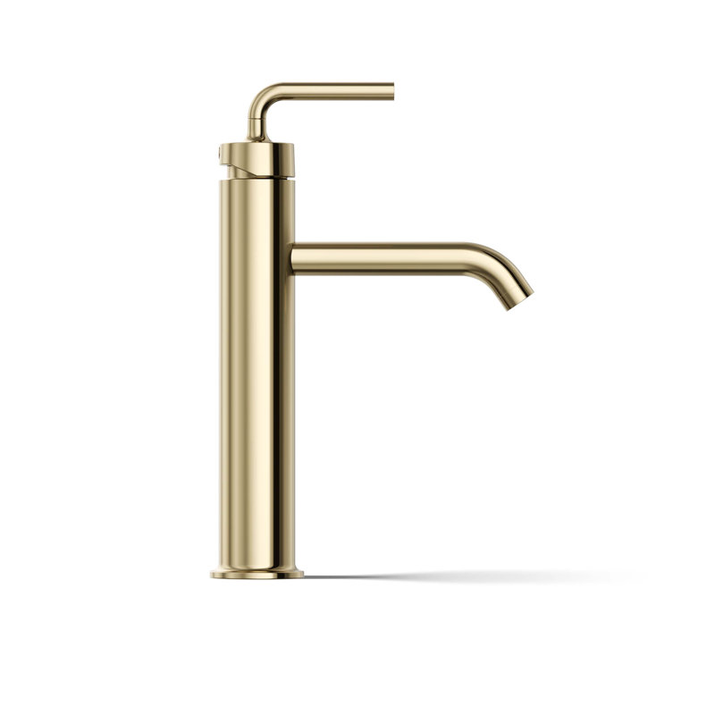 Purist Vessel Sink Bathroom Faucet with Drain Assembly, Vibrant French Gold
