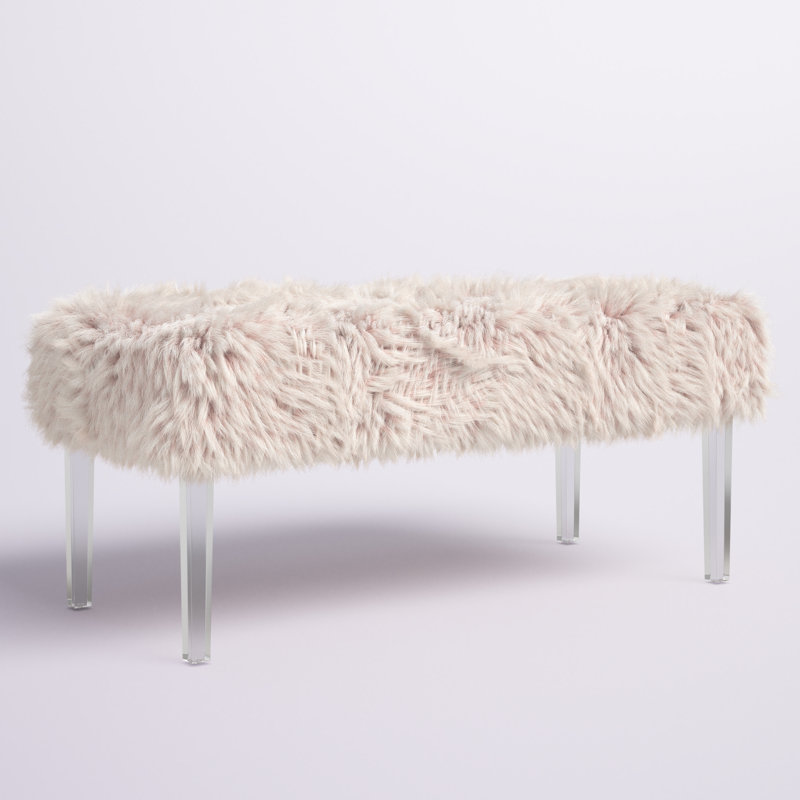 Faux Fur Upholstered Bench, Pink