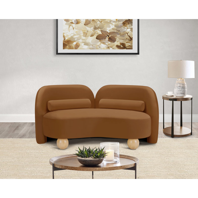 Daphne Upholstered Loveseat, Saddle Velvet