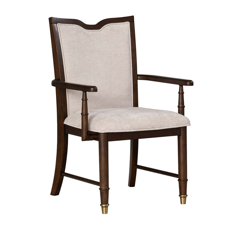 Chaise de salle à manger avec accoudoirs et dossier rembourrés de style transitionnel 2 pièces